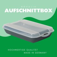 Novaliv Anthrazit Premium Aufschnittbox mit Transparentem Deckel, Frischhaltedosen für Wurst & Käse Maße 25x17x5 cm Kühlschrank Organizer Knäckebrotbox Wohnung must-have Küchen Gadgets