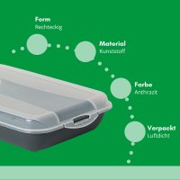 Novaliv Anthrazit Premium Aufschnittbox mit Transparentem Deckel, Frischhaltedosen für Wurst & Käse Maße 25x17x5 cm Kühlschrank Organizer Knäckebrotbox Wohnung must-have Küchen Gadgets