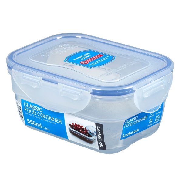 LocknLock Dose HPL311 Vorratsdose - Frischhaltedose 550 ml - Maße (LxBxH): 145 x 110 x 67 mm - Geeignete Dosen zum Einfrieren und Mikrowelle - Lock and Lock Dosen Food Box Meal-Prep-Boxen