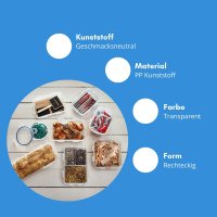 LocknLock Dose HPL321 Vorratsdose - Frischhaltedose 1,2 Liter - Maße (LxBxH): 210 x 146 x 67 mm - Geeignete Dosen zum Einfrieren und Mikrowelle - Lock and Lock Dosen Food Box Meal-Prep-Boxen