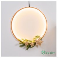 Novaliv LED Kreis Lampe 37cm Ø Naturholz...