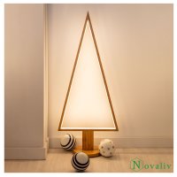 Novaliv LED Weihnachtsbaum Lampe 145 x 65 cm Naturholz Standlampe Wohnzimmer LED Warmweiß Baum beleuchtet innen - Innendeko Stehlampe Fensterdeko für Weihnachtszeit Weihnachtsbeleuchtung