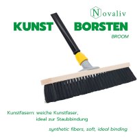 Novaliv Kehrset Rosshaarmischung I Kehrschaufel Metall Handbesen I Hofbesen 100 cm Teleskopstiel weiche Borsten Handkehrset Kehrblech Kehrgarnitur