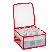 Novaliv 1x Hochwertige Aufbewahrungsbox für Christbaumkugeln bis 6 cm für 32 Kugeln Ordnungsbox mit Papptrenner Weihnachtskugel-Organizer und Deko-Aufbewahrung