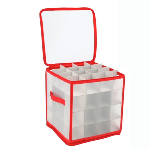 Novaliv 1x Hochwertige Aufbewahrungsbox für Christbaumkugeln bis 6 cm für 64 Kugeln Ordnungsbox mit Papptrenner Weihnachtskugel-Organizer und Deko-Aufbewahrung