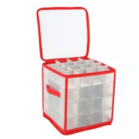 Novaliv 1x Hochwertige Aufbewahrungsbox für Christbaumkugeln bis 6 cm für 64 Kugeln Ordnungsbox mit Papptrenner Weihnachtskugel-Organizer und Deko-Aufbewahrung