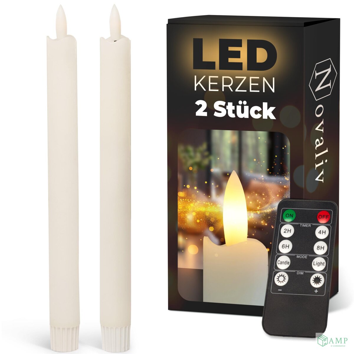 LED Stabkerzen Timer Echtwachs 23cm – Top Indoor Deko! - AMP GmbH