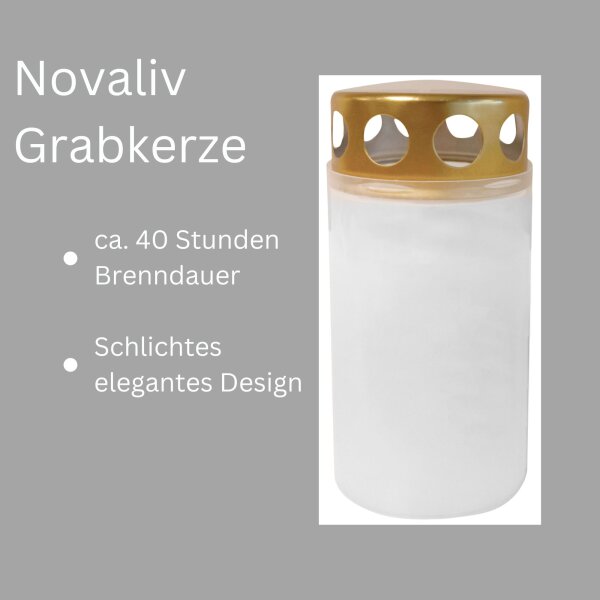 Premium Novaliv Grabkerzen Echtwachs | 40 Std. Brenndauer