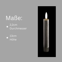 Stabkerzen LED mit Timer GRAU 2er indoor mit Timer Funktion 6 Stunden ECHTWACHS 15cm Höhe für Kerzen 2,2cm Durchmesser 2 AAA Batterien notwendig LED Stabkerzen flackernde Flamme bewegliche Flamme