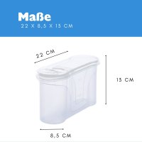 Novaliv Schüttdosen 2er SET Vorratsdose zum Streuen 1,3 Liter - Maße (LxBxH): 22 x 13 x 8,5 cm - Dose mit Deckel 1l für Müsli Mehl Zucker Dosen Küchen Organizer Food Box Meal-Prep-Boxen