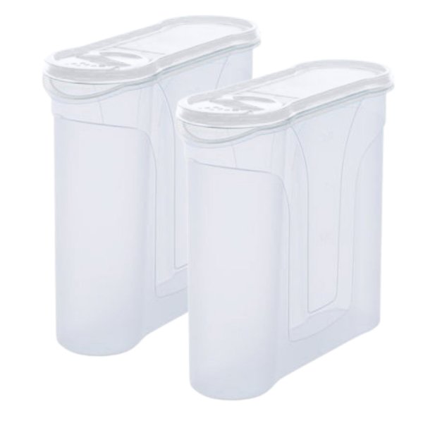 Novaliv Schüttdosen 2er SET Vorratsdose zum Streuen 2,4 Liter - Maße (LxBxH): 22 x 21 x 8,5 cm - Dose mit Deckel 2l für Müsli Mehl Zucker Dosen Küchen Organizer Food Box Meal-Prep-Boxen