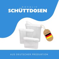 Novaliv Schüttdosen 2er SET Vorratsdose zum Streuen 2,4 Liter - Maße (LxBxH): 22 x 21 x 8,5 cm - Dose mit Deckel 2l für Müsli Mehl Zucker Dosen Küchen Organizer Food Box Meal-Prep-Boxen