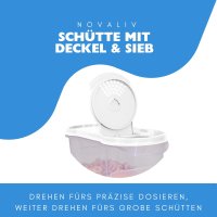 Novaliv Schüttdosen 2er SET Vorratsdose zum Streuen 2,4 Liter - Maße (LxBxH): 22 x 21 x 8,5 cm - Dose mit Deckel 2l für Müsli Mehl Zucker Dosen Küchen Organizer Food Box Meal-Prep-Boxen
