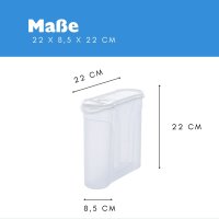 Novaliv Schüttdosen 2er SET Vorratsdose zum Streuen 2,4 Liter - Maße (LxBxH): 22 x 21 x 8,5 cm - Dose mit Deckel 2l für Müsli Mehl Zucker Dosen Küchen Organizer Food Box Meal-Prep-Boxen