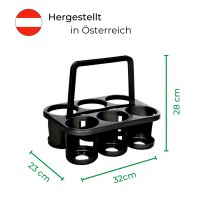 Novaliv Flaschenträger 6 Flaschen - Stabiler Halt - Getränkekorb Kunststoff, Stapelbar, 32x23x28cm Anthrazit - Ideal für Küche & Keller - Getränkekorb Bierträger Getränketräger Flaschenbox
