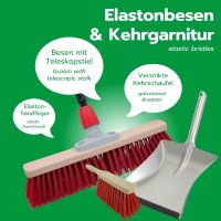 Novaliv Straßenbesen mit Stiel 40 cm Elaston Borsten inkl. Kehrgarnitur verzinkt bestehend aus Kehrblech und Handfeger Ideal als Gartenbesen Terassenbesen Hofbesen Stallbesen Kehrbesen Outdoor broom