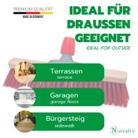 Novaliv Straßenbesen mit Stiel 40 cm Elaston Borsten inkl. Kehrgarnitur verzinkt mit Gummilippe bestehend aus Kehrblech & Handfeger Idealer Gartenbesen Terassenbesen Hofbesen Stallbesen Outdoor broom