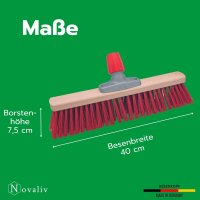 Novaliv Straßenbesen mit Stiel 40 cm Elaston Borsten inkl. Kehrgarnitur verzinkt mit Gummilippe bestehend aus Kehrblech & Handfeger Idealer Gartenbesen Terassenbesen Hofbesen Stallbesen Outdoor broom