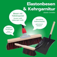 Novaliv Straßenbesen mit Stiel 40 cm Arenga-Elaston Borsten inkl. Kehrgarnitur verzinkt mit Gummilippe bestehend aus Kehrblech & Handfeger Idealer Gartenbesen Terassenbesen Hofbesen Stallbesen