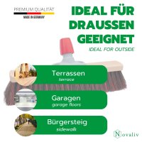 Novaliv Straßenbesen mit Stiel 40 cm Arenga-Elaston Borsten inkl. Kehrgarnitur verzinkt mit Gummilippe bestehend aus Kehrblech & Handfeger Idealer Gartenbesen Terassenbesen Hofbesen Stallbesen