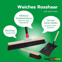 Novaliv Saalbesen Besen mit Stiel 50 cm Borsten Rosshaarbesen inkl. Kehrgarnitur schwarz bestehend aus Kehrblech und Handfeger besen fein Ideal als Werkstattbesen Hallenbesen mit Stiel Industriebesen