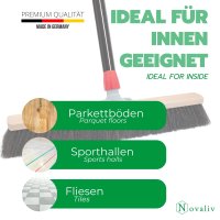 Novaliv Besen 50 cm mit Stiel Saalbesen Rosshaarbesen inkl. Kehrgarnitur verzinkt bestehend aus Kehrblech und Handfeger besen fein Ideal als Werkstattbesen Hallenbesen Hausbesen mit Stiel