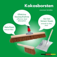 Novaliv Besen 60 cm mit Stiel Kokosbesen Haarmischung inkl. Kehrgarnitur verzinkt bestehend aus Kehrblech und Handfeger Besen Naturborsten Ideal als Werkstattbesen Hallenbesen Hausbesen mit Stiel