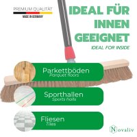 Novaliv Besen 60 cm mit Stiel Kokosbesen Haarmischung inkl. Kehrgarnitur verzinkt bestehend aus Kehrblech und Handfeger Besen Naturborsten Ideal als Werkstattbesen Hallenbesen Hausbesen mit Stiel