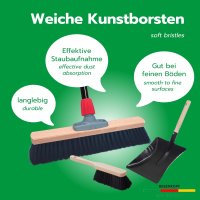 Novaliv Saalbesen Besen mit Stiel 40 cm Borsten Kunstborsten inkl. Kehrgarnitur schwarz bestehend aus Kehrblech und Handfeger besen fein Ideal als Werkstattbesen Hallenbesen mit Stiel Industriebesen