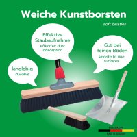 Novaliv Besen 40 cm mit Stiel Saalbesen Kunstborsten inkl. Kehrgarnitur verzinkt bestehend aus Kehrblech und Handfeger besen fein Ideal als Werkstattbesen Hallenbesen Hausbesen mit Stiel