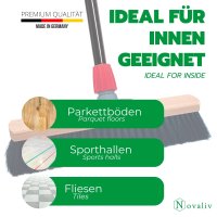 Novaliv Saalbesen 40 cm mit Stiel Borsten Kunstborsten inkl. Kehrgarnitur verzinkt mit Gummilippe bestehend aus Kehrblech und Handfeger besen fein Ideal als Werkstattbesen Industriebesen mit Stiel