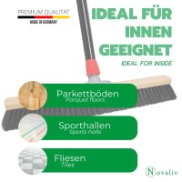 Novaliv Saalbesen 50 cm mit Stiel Borsten Kunstborsten inkl. Kehrgarnitur verzinkt mit Gummilippe bestehend aus Kehrblech und Handfeger besen fein Ideal als Werkstattbesen Industriebesen mit Stiel