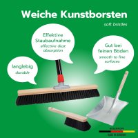 Novaliv Großer Besen 60 cm mit Stiel Kunstborsten Saalbesen inkl. Kehrgarnitur verzinkt bestehend aus Kehrblech und Handfeger besen fein Ideal als Werkstattbesen Hallenbesen Hausbesen mit Stiel