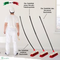 Novaliv Großer Besen Saalbesen 60 cm mit Stiel Borsten Kunstborsten inkl. Kehrgarnitur verzinkt mit Gummilippe bestehend aus Kehrblech und Handfeger besen fein Werkstattbesen Industriebesen mit Stiel