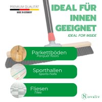 Novaliv Großer Besen Saalbesen 60 cm mit Stiel Borsten Kunstborsten inkl. Kehrgarnitur verzinkt mit Gummilippe bestehend aus Kehrblech und Handfeger besen fein Werkstattbesen Industriebesen mit Stiel