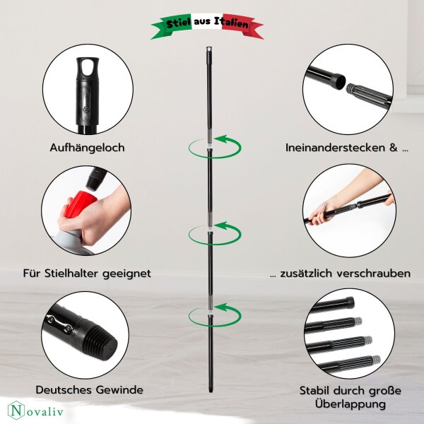 Novaliv Großer Saalbesen 100cm Mit Teleskopstiel - Kunstborsten, Für Werkstatt, Halle & Haus, Made In Germany