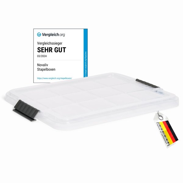 Novaliv 1x Ersatzdeckel für Novaliv 27 Liter mit Clipverschluss 46,5x36,5 cm Transparent