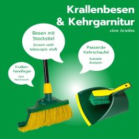 Novaliv Premium Krallenbesen mit Stiel 30cm inkl. Jumbo Kehrgarnitur, Spezialbesen gebogenen Borsten - Ideal als Gartenbesen, Kratzbesen, Kunstrasen Besen, Optimal für Camping, Straßenbesen Kehrbesen