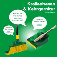 Novaliv Premium Krallenbesen mit Stiel 30cm inkl. Kehrgarnitur Outdoor, Spezialbesen gebogenen Borsten - Ideal als Gartenbesen, Kratzbesen, Kunstrasen Besen, Optimal für Camping, Straßenbesen