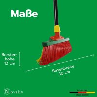 Novaliv Krallenbesen mit Stiel 30cm inkl. Jumbo Kehrgarnitur, Spezialbesen gebogenen Borsten Borsten Rot Gelb -Ideal als Gartenbesen, Kratzbesen, Kunstrasen Besen, Optimal für Camping