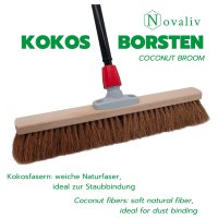 Novaliv Besen 50 cm mit Teleskopstiel Kokosbesen Haarmischung inkl. Kehrgarnitur verzinkt bestehend aus Kehrblech und Handfeger Besen Naturborsten Werkstattbesen Hallenbesen Hausbesen mit Stiel