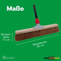 Novaliv Besen 50 cm mit Teleskopstiel Kokosbesen Haarmischung inkl. Kehrgarnitur verzinkt bestehend aus Kehrblech und Handfeger Besen Naturborsten Werkstattbesen Hallenbesen Hausbesen mit Stiel