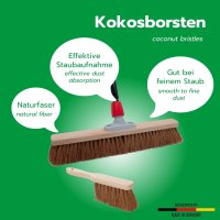 Novaliv Kokosbesen 50 cm mit Teleskopstiel Kokosborsten inkl. Kehrgarnitur verzinkt mit Gummilippe bestehend aus Kehrblech und Handfeger Besen Naturborsten Werkstattbesen Industriebesen mit Stiel