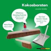 Novaliv Kokosbesen Besen mit Stiel 60 cm Kokosborsten inkl. Kehrgarnitur schwarz bestehend aus Kehrblech und Handfeger Besen Naturborsten Werkstattbesen Hallenbesen mit Stiel Industriebesen