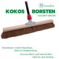 Novaliv Besen 60 cm mit Teleskopstiel Kokosbesen Haarmischung inkl. Kehrgarnitur verzinkt bestehend aus Kehrblech und Handfeger Besen Naturborsten Werkstattbesen Hallenbesen Hausbesen mit Stiel
