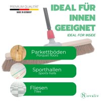 Novaliv Besen 60 cm mit Teleskopstiel Kokosbesen Haarmischung inkl. Kehrgarnitur verzinkt bestehend aus Kehrblech und Handfeger Besen Naturborsten Werkstattbesen Hallenbesen Hausbesen mit Stiel