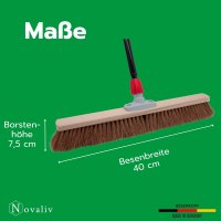 Novaliv Besen 60 cm mit Teleskopstiel Kokosbesen Haarmischung inkl. Kehrgarnitur verzinkt bestehend aus Kehrblech und Handfeger Besen Naturborsten Werkstattbesen Hallenbesen Hausbesen mit Stiel