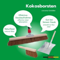 Novaliv Kokosbesen 60 cm mit Teleskopstiel Kokosborsten inkl. Kehrgarnitur verzinkt mit Gummilippe bestehend aus Kehrblech und Handfeger Besen Naturborsten Werkstattbesen Industriebesen mit Stiel