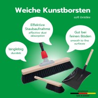 Novaliv Saalbesen Besen mit Stiel 40 cm Borsten Kunstborsten inkl. Kehrgarnitur schwarz bestehend aus Kehrblech und Handfeger besen fein Werkstattbesen Hallenbesen mit Stiel Industriebesen