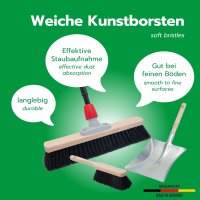 Novaliv Besen 40 cm mit Teleskopstiel Saalbesen Kunstborsten inkl. Kehrgarnitur verzinkt bestehend aus Kehrblech und Handfeger besen fein Werkstattbesen Hallenbesen Hausbesen mit Stiel Besen